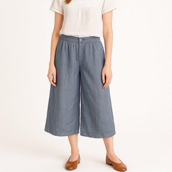 Soft By Avenue Chambray Linen Wide Leg Cropped Pants Women’s 14/16 *Minor Flaw* - Picture 2 of 9